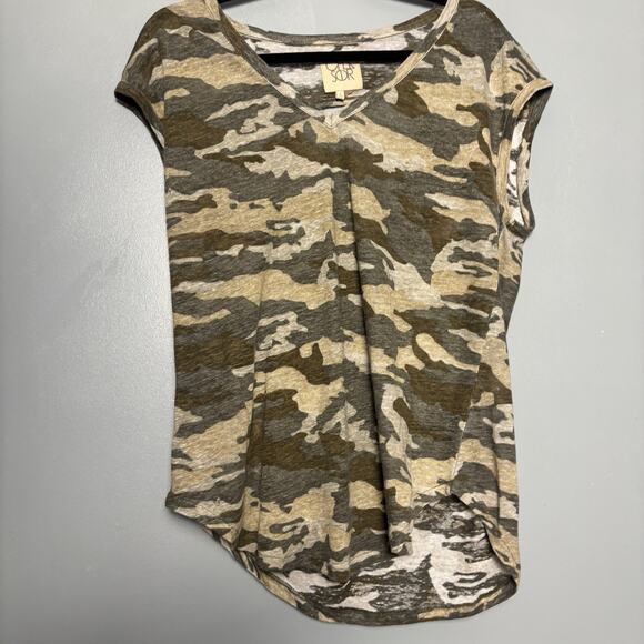 Chaser Women’s 100% Linen Cut Out Back Camo Print Country Large - Picture 1 of 7